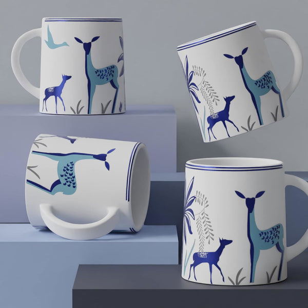 Stag Blue Coffee Mug Set (Set of 4) - The Earth Store - Mug Set